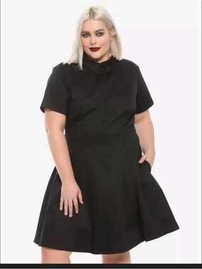 torrid Black Short Sleeve Fit-and-Flare Dress